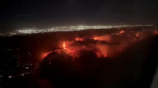 Video from in air flight shows raging Palisades fire in California