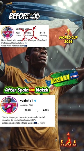 6K → 10M Followers 😱 1 Spain Match Changed His Life! #Vozinha #WorldCup2026 #Football