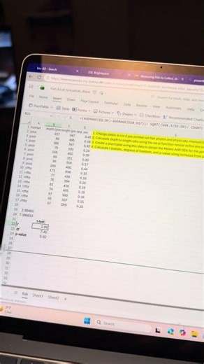 Lab 3 Fish Lab - Show Your Excel Analysis Video Lillian Mayfield