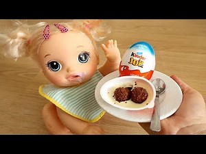 🔴Кукла Пупсик 👍 Беби Элайв Играет Кушает Открывает Яйцо Киндер Джой Сюрприз