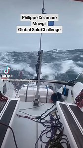 76K views · 484 reactions | One of the few videos from Philippe Delamare's Mowgli, winnder of the Global Solo Challenge 2023-2024 days before he was knocked down in the Roaring Forties and lost use of his starlink antenna, which you can see on the port pulpit, it became completely submerged when the boat was laid flat... #globalsolochallenge | Global Solo Challenge | Facebook