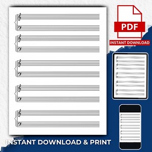 Printable Music Staff Paper: Treble & Bass Clef (PDF Download, US Letter Size) - Etsy UK