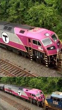 CSX Train Hauling MBTA Engine and Giant Cargo Overhead View