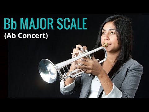 How to Play Bb Major Scale (Ab Concert) on Trumpet, by Estela Aragon (FULL HD-1080p)
