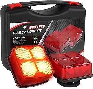 Wireless Trailer Lights for Towing - Rechargeable Strong Magnet Wireless Tow Tail Light, Universal 7 to 4-Way Transmitter Compatibility,Applie to Trailers,RV,Van,Boat and Camper,Enhanced Towing Safety