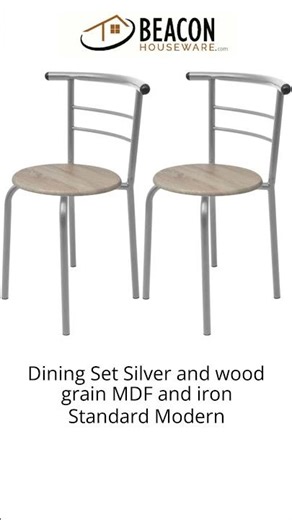Dining Set Silver and wood grain MDF and iron Standard Modern