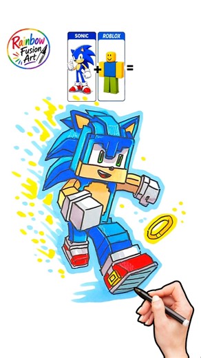 Fusion Drawing | SONIC + Roblox Fusion Art Wow 🌈🎮 #sonic #roblox #gaming #entertainment