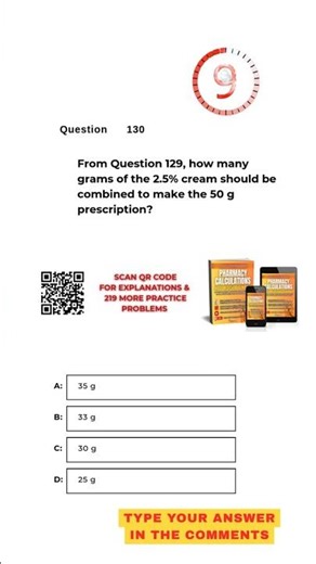 Pharmacy Calculation Questions & Answers: Question #130!