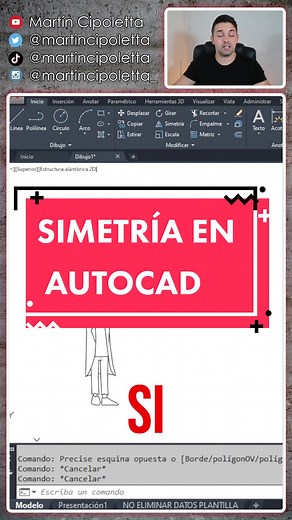 Como hacer una simetría en AutoCAD de forma sencilla #autocad #autocad2d #autocadtips #autocadparaprincipiantes #autocadtutorial #tutorialautocad