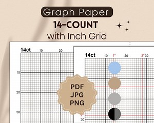 14-count Graph Paper With Inch Grid (PDF, JPG, PNG) - Etsy