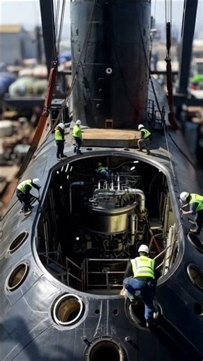 Workers Installing a Colossal Nuclear Engine Inside a 40× Giant Submarine!