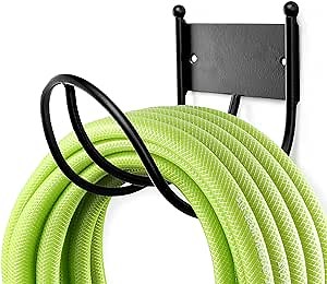 Hose Holder Wall Mount: Heavy-Duty Water Hose Hanger Outdoor - Hand-Forged Garden Hose Rack Hook