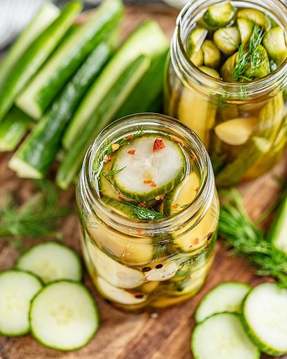✅ RECIPE: https://thestayathomechef.com/refrigerator-pickles/ I have to make a big batch of these once per month because my family devours them. The spicy version is our favorite! | The Stay At Home Chef