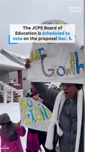 Parents, students, and staff from King Elementary marched to the Academy @ Shawnee to protest JCPS’ plan to close schools. King is one of three schools on the chopping block, along with Zachary Taylor Elementary and Liberty High. | Courier Journal