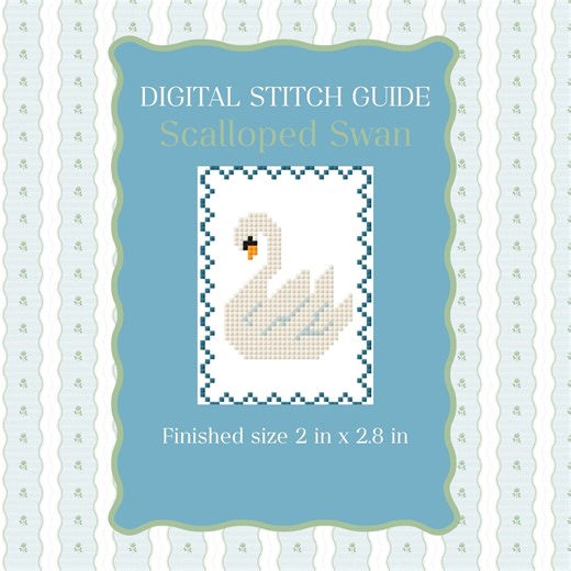 Scalloped Swan Needlepoint Pattern | Mini Needlepoint Paint Guide | 18 and 13 Mesh (PDF Digital Download) - Etsy