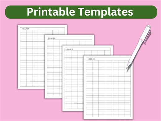 7-column Blank Chart Template: Printable Table Grid (PDF, JPG, PNG) - Etsy Hong Kong