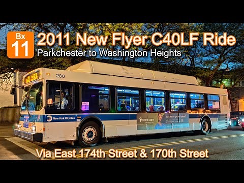 NYCT Bx11 Bus Ride: 2011 New Flyer C40LF 310 from Parkchester to Washington Heights (via E 174 St)