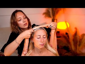ASMR Scarf Pulling Relaxation Techniques ✨ Real Person Hair Play Massage for Sleep