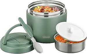 wiwens Thermo Food Jar for Hot Food Adults 32OZ Soup Thermo Lunch Containers Wide Mouth Vacuum Insulated Stainless Steel Leakproof Bento Box with Spoon (Green)