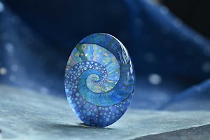 Blue Conch Oval Cabochon,handmade Spiral Image Teardrop Glass Dome, 10x14mm,13x18mm,18x25mm,20x30mm,30x40mm Photo Glass Cameo -rov49d18 - Etsy