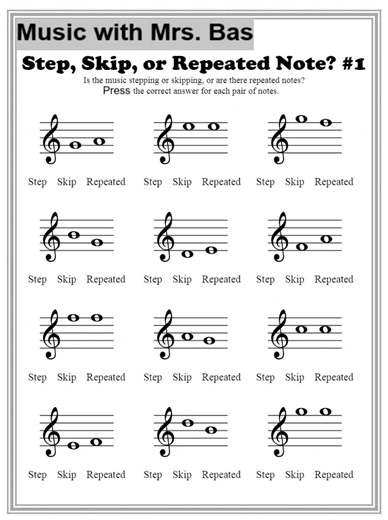 Step, Skip, or Repeated Note -1 online exercise for