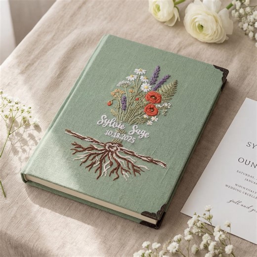 Personalized Hand Embroidered Notebook, Handmade Fabric Notebook, Custom Diary, Daisy Notebook, Fabric Hard Cover Journal, Custom Notebook - Etsy