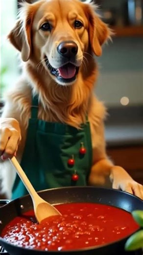 Golden Retriever Chef Cooks Spaghetti (Dog POV) 🍝🐾