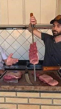 Barbecued flank steak on a skewer #meat #barbecue #flanksteak #grill #omaurolaverde