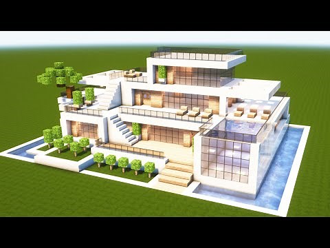 MODERNES GROßES HAUS in MINECRAFT mit POOL bauen TUTORIAL [HAUS 327]
