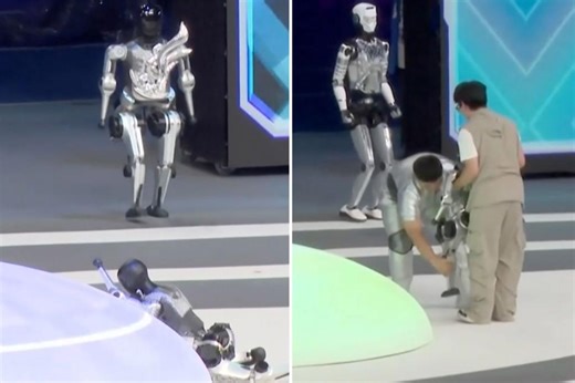 Humanoid machine face-plants at China’s inaugural ‘robot Olympics’