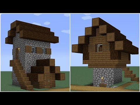 How to build a Minecraft Village Medium House 1 & 2 (1.14 taiga)