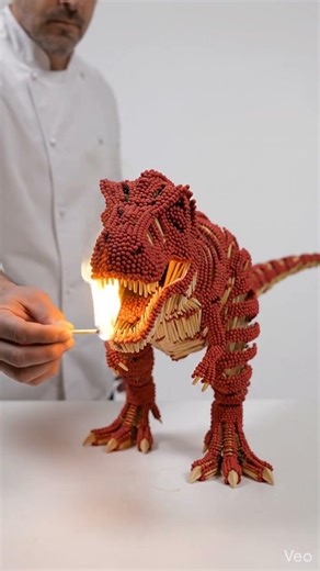 Making a T-Rex out of 10,000 Matchsticks! 🦖🔥DIY Matchstick Dinosaur Art: Wait for the Burn! 🧨