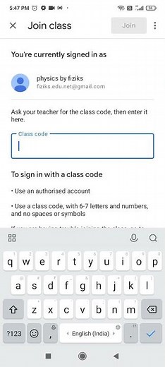 How to join Google classroom by using class code.