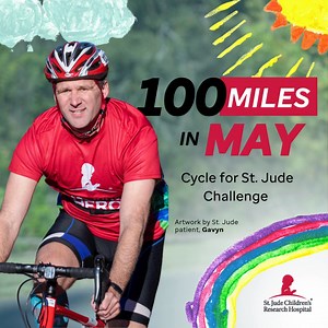 4.1K views · 453 reactions | May is National Bike Month!  Are you up for a challenge? Take on the Cycle for St. Jude Challenge and commit to riding 100 miles and raising $100 for the kids of St. Jude.  Join the challenge and help further the lifesaving mission of St. Jude: Finding cures. Saving children.® | St. Jude Children's Research Hospital | Facebook