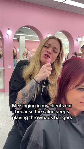 Full salon experience 😉 #throwbacksongs #clientexperience #HairdresserHumour #SalonLife #salonplaylist
