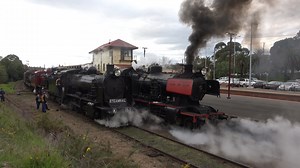 26 reactions | Australian Steam Trains - Victorian Goldfields Railway J549 departs Castlemaine for Maldon as Steamrail Victoria's K190 and K153 look on 18th August 2019. | Schony747 Youtube & DVD | Facebook