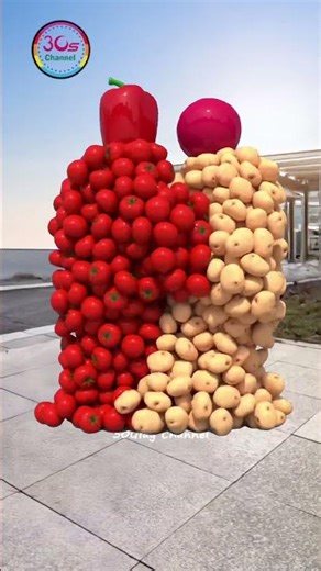 Fruit and vegetable characters move... 3D special effects #shorts