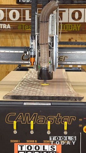 ToolsToday on Instagram: "Did you know you can sand on a CNC machine? Sanding a walnut slab on the CNC using the new Amana Tool In-Sand 4" CNC Orbital sanding attachment! It's important to make sure that the slab is surfaced flat before using the sander on the wood. The sander is dynamically balanced to limit vibration. It is spring loaded to keep the correct sanding pressure on the pad extending the life of the sandpaper. This tool is a game changer for processing large slabs on a CNC machine a
