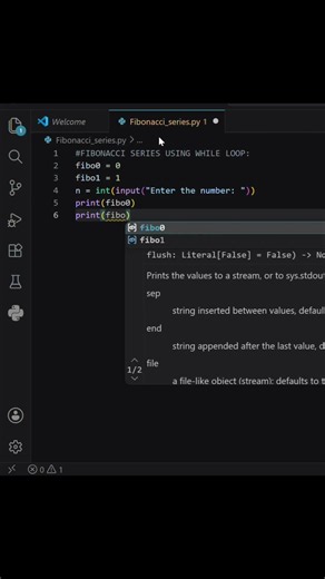 Every Python Beginner Should Know This! 🚀[ Fibonacci Series] #python #learnpython #fibonacciseries