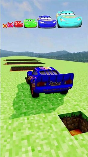 Big & Small Lightning Mcqueen vs Big & Small Minecraft Lava Pits