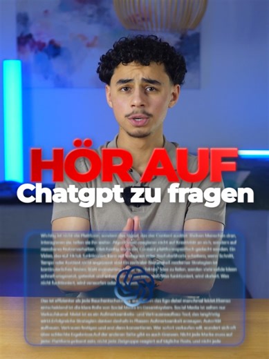 Du liest einen Text und weißt SOFORT, wer’s geschrieben hat… ChatGPT. 😬 - Und genau das killt dir unnötig Vertrauen. Der Fix ist easy: ChatGPT → Einstellungen → Personalisierung → Individuelle Anweisungen → Prompt rein. ✅ Danach klingt’s natürlicher, klarer und nicht mehr nach KI-generiert. 🤖 Kommentiere „KI“, dann schicken wir dir den Prompt direkt zu. 📩 - #ChatGPTPrompt #IndividuelleAnweisungen #ChatGPTMenschlichSchreiben #PersonalisierungChatGPT #chatgpthacks
