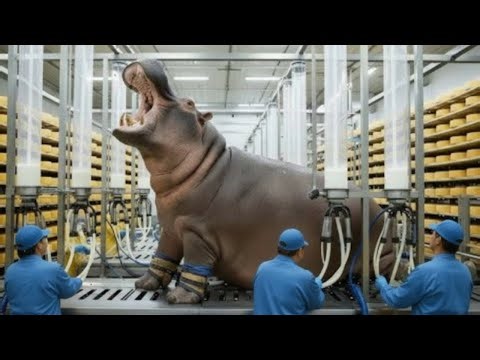 Inside the Hippo Cheese Factory – (Full Process) How Million-Dollar Hippo Milk Products Are Made