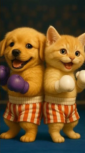 🐾 Chubby Dog & Cutty Cat – The Battle of Cuteness🥊#shorts