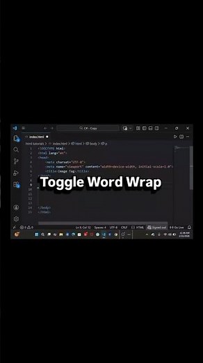 VS Code Toggle Word Wrap Shortcut (Fix Long Lines Fast) #coding#viral#trending