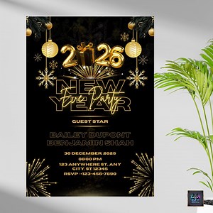 Editable New Year Party Invitation, Printable Card (digital) - Etsy