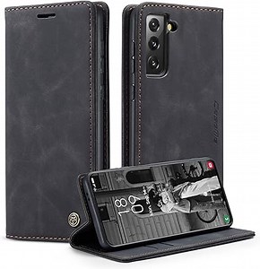 CaseMe Handyhülle für Samsung Galaxy S21 Hülle (6.2 Zoll) Premium Leder Klappbar Flip Case Magnet Kartenfach Standfunktion Brieftasche Schutzhülle für Samsung Galaxy S21 5G - Schwarz