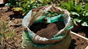 Sustainable garden composting with biodegradable waste, Organic soil preparation in recycled bag