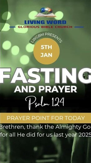 Today's Prayer point: Thank God for all He did for us last year 2025. Anchor scripture psalms 124.