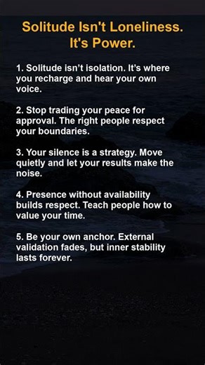 Solitude Isn't Loneliness. It's Power. #quotes #psycholgyfacts #psychology