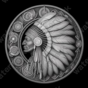 Native American Coin Depth Map: 3D Laser Engraving PNG File - Etsy